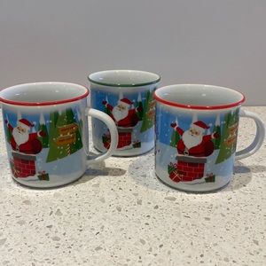Set of 3 Gourmet Village Kid’s Ceramic Christmas Holiday Mugs